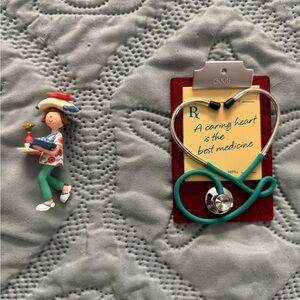 Hallmark Nurse Figurine and Heart Stethoscope ornament